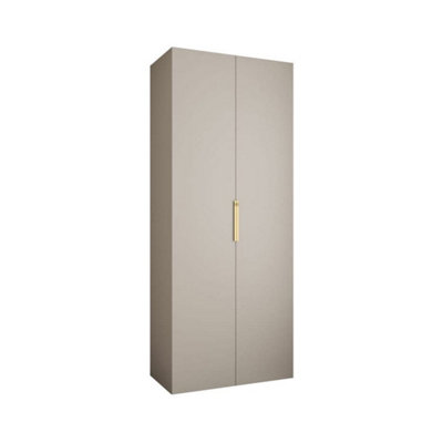 Arte Elegant Cashmere Como Iv Hinged Door Wardrobe H2460mm W1000mm D500mmTwo DoorsEight ShelvesHanging RailGold Handles from B&Q