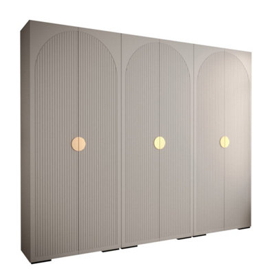 Arte Pristine White Manhattan I Hinged Door Wardrobe W3000mm H2370mm D470mmGold HandlesAmple Storage from B&Q