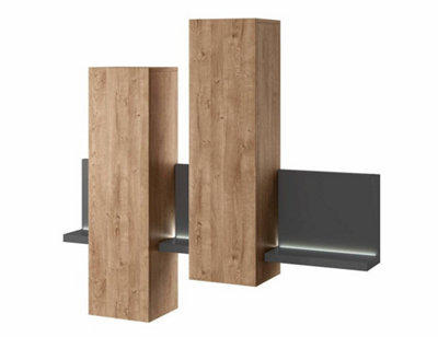 Arte Bota 04 Wall Hung Cabinet W1520mm H1420mm D350mmOak Ribbec & GreyLed Lighting from B&Q