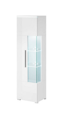 Arte Chic White India 05 Tall Display CabinetLeft DoorGlass & Wood ShelvesOptional LedH1600mm W450mm D350mm from B&Q