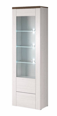 Arte Chic Larona 05 Tall Display Cabinet 650mm Oak Sibiu Larche & Sonoma TruffleModern Organiser H2060mm D370mm from B&Q