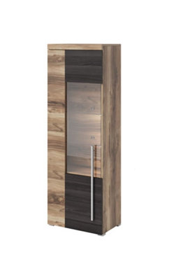 Arte Chic Roger 05 Tall Display Cabinet 550mm In Oak Satin & TouchwoodModern Elegance H1600mm D350mm from B&Q
