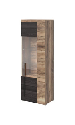 Arte Chic Roger 06 Tall Display Cabinet 550mm In Oak Satin & TouchwoodModern Elegance H1600mm D350mm from B&Q