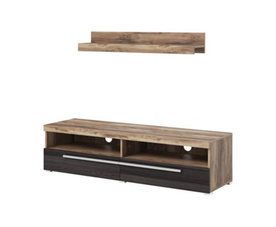 Arte Chic Roger 41 Tv Cabinet 1400mm In Oak Satin & TouchwoodModern Media Center H350mm D400mm from B&Q