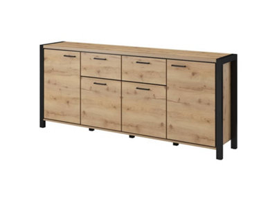 Arte Elegant Aktiv 25 Sideboard Cabinet 2130mm In Oak Taurus & Black MattStylish Storage Solution H910mm D410mm from B&Q