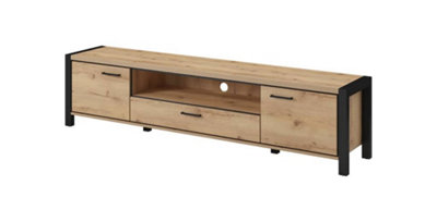 Arte Stylish Aktiv 40 Tv Cabinet 2100mm In Oak Taurus & Black MattModern Entertainment Solution H500mm D410mm from B&Q