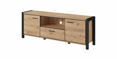 Arte Elegant Aktiv 41 Tv Cabinet 1800mm In Oak Taurus & Black MattModern Media Solution H650mm D410mm from B&Q