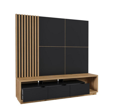 Arte Elegant Celine 09 Entertainment Unit 2000mm In Oak Wotan & BlackStylish Media Solution For Tvs Up To 75" H1860mm D450mm from B&Q