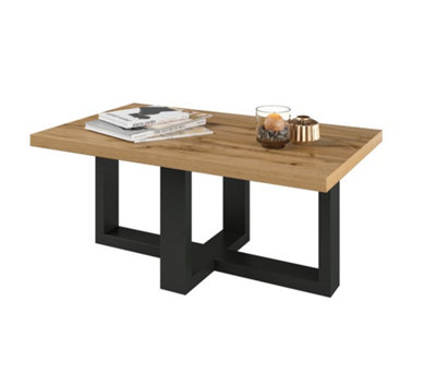 Arte Chic Eko 99 Coffee Table 1020mm In Oak Wotan & BlackTwo-Tone Modern Accent H440mm D600mm from B&Q