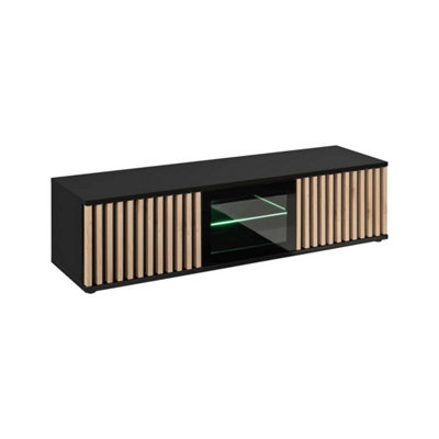 B&Q -  Cameron Tv Cabinet W1600mm H420mm D450mmBlack & Jackson Hickory With Glass Door And Led Lighting