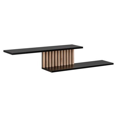 B&Q -  Cameron Floating Shelf W1600mm H300mm D250mmBlack & Jackson Hickory With Oak Accent Slats