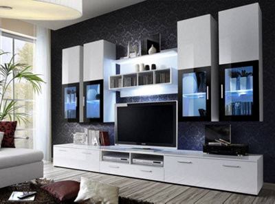 Arte Lyra Entertainment Unit For Tvs Up To 60"Bright All-White EleganceW3000mm X H1900mm X D450mm from B&Q