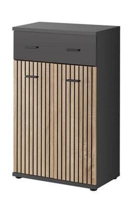 Arte Marco Hallway Cabinet: Stylish Storage SolutionW600mm X H960mm X D320mm In Oak Artisan & Anthracite from B&Q