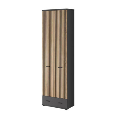 Arte Marco Tall Hallway Cabinet 60CmOak Artisan & Anthracite Storage For SleekOrganised Entrances from B&Q
