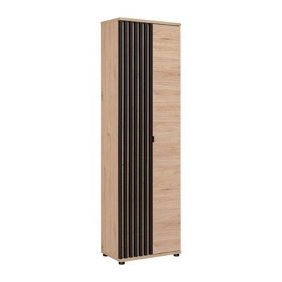 B&Q -  Pedro Hallway Cabinet: Elegant Storage SolutionW600mm X H2020mm X D350mm In Jackson Hickory & Black