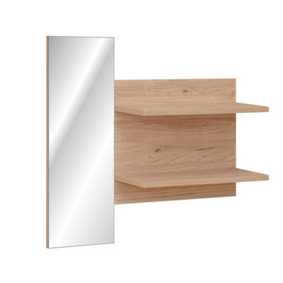 B&Q -  Pedro Floating Shelf 90Cm: Stylish Storage With Integrated MirrorW900mm X H900mm X D280mm In Jackson Hickory
