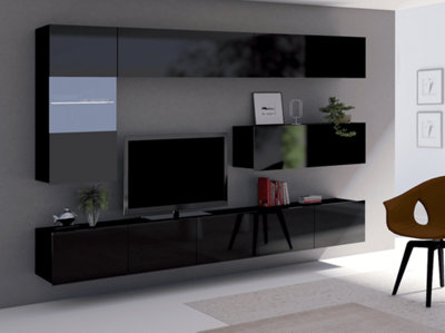 Arte Calabrini 4 Entertainment Unit: Sleek All-BlackW2500mm X H1050mm X D430mm For Tvs Up To 42" from B&Q