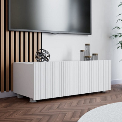 Arte Clean And Contemporary With The Kolder Tv Cabinet 1000mm X 340mm X 410mm In Crisp White from B&Q