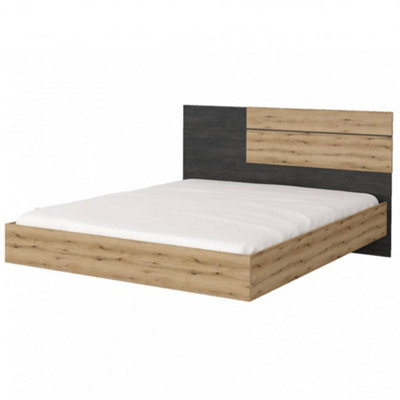 Arte Elevate Your Bedroom With The Elegant Bafra Eu King Bed (1700mm X 1000mm X 2050mm) In Oak Artisan & Norwegian Pine from B&Q