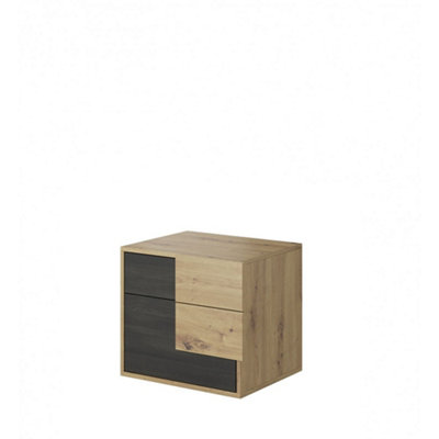 Arte Enhance Your Bedroom With The Stylish Bafra Bedside Table (540mm X 400mm X 400mm) In Oak Artisan & Norwegian Pine from B&Q
