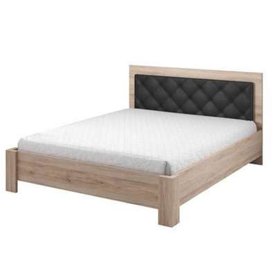 Arte Transform Your Bedroom With The Elegant Bari Bed Frame (1690mm X 1000mm X 2060mm) In Oak San Remo & Black from B&Q
