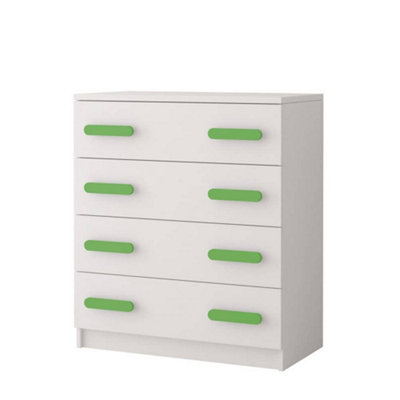 Arte White Chest Of Drawers H930mm W800mm D400mmLime Handles For Vibrant Kids' Rooms from B&Q