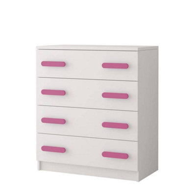 Arte White Chest Of Drawers H930mm W800mm D400mmPink Handles For Playful Kids' Rooms from B&Q