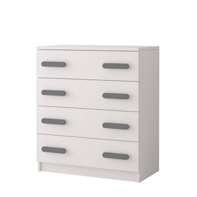 Arte White Chest Of Drawers H930mm W800mm D400mmGrey Handles For Modern Kids' Rooms from B&Q
