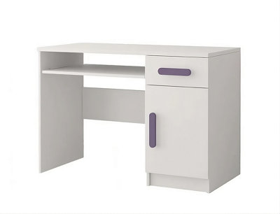 Arte Elegant White Computer Desk H760mm W1100mm D500mmHeather Handles For Soft Study Spaces from B&Q