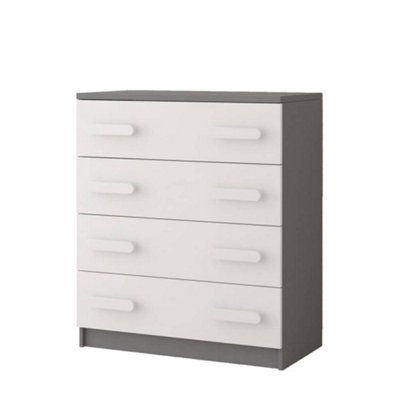 Arte Modern White And Grey Chest Of Drawers H930mm W800mm D400mmWhite Handles For Contemporary Kids' Rooms from B&Q