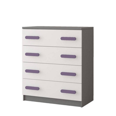 Arte Elegant White And Grey Chest Of Drawers H930mm W800mm D400mmHeather Handles For Soft Kids' Spaces from B&Q