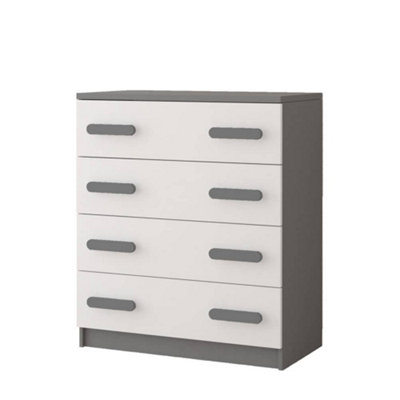 Arte Stylish White And Grey Chest Of Drawers H930mm W800mm D400mmGrey Handles For Contemporary Kids' Rooms from B&Q