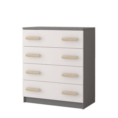 Arte Natural White And Grey Chest Of Drawers H930mm W800mm D400mmOak Sonoma Handles For Warm Kids' Spaces from B&Q