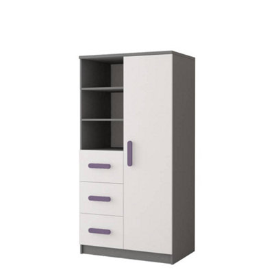 Arte Elegant Grey And White Sideboard H1600mm W800mm D400mmHeather Handles For Soft Interiors from B&Q