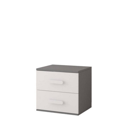 Arte Minimalist Grey And White Bedside Table H510mm W550mm D440mmWhite Handles For Clean Bedrooms from B&Q