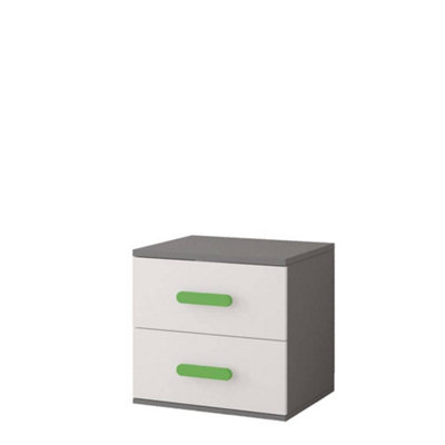 Arte Vibrant Grey And White Bedside Table H510mm W550mm D440mmLime Handles For Energetic Bedrooms from B&Q