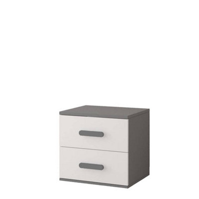 Arte Modern Grey And White Bedside Table H510mm W550mm D440mmGrey Handles For Contemporary Bedrooms from B&Q