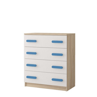 Arte Serene Oak Sonoma And White Chest H930mm W800mm D400mmBlue Handles For Calming Spaces from B&Q