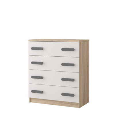 Arte Modern Oak Sonoma And White Chest H930mm W800mm D400mmGrey Handles For Contemporary Spaces from B&Q