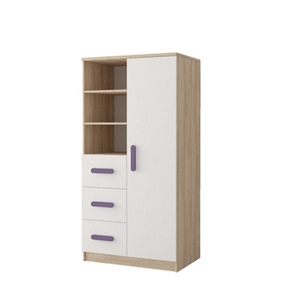Arte Elegant Oak Sonoma And White Sideboard H1600mm W800mm D400mmHeather Handles For Soft Interiors from B&Q