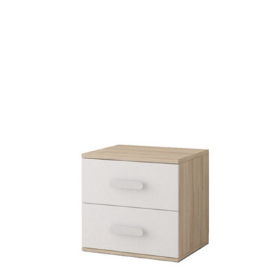 Arte Minimalist Oak Sonoma And White Bedside Table H510mm W550mm D440mmWhite Handles For Clean Bedrooms from B&Q