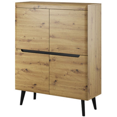Arte Stylish Nordi Highboard Cabinet H1340mm W1070mm D400mm In Oak Artisan And BlackContemporary Elegance For Your Home from B&Q