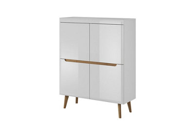 Arte Elegant Nordi Highboard Cabinet H1340mm W1070mm D400mm In White Gloss And Oak RivieraStylish Storage Solution from B&Q