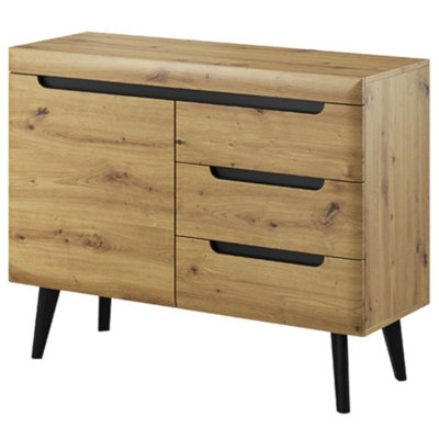 Arte Stylish Nordi Sideboard Cabinet H830mm W1070mm D400mm In Oak Artisan And BlackContemporary Elegance For Your Home from B&Q
