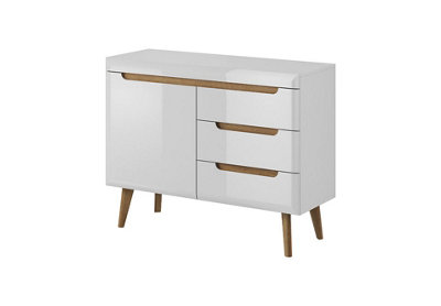 Arte Elegant Nordi Sideboard Cabinet H830mm W1070mm D400mm In White Gloss And Oak RivieraStylish Storage Solution from B&Q