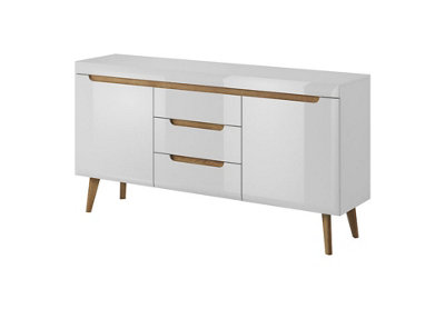 Arte Elegant Nordi Large Sideboard Cabinet H830mm W1600mm D400mm In White Gloss And Oak RivieraVersatile Storage Solution from B&Q