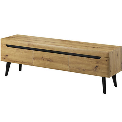 Arte Stylish Nordi Large Tv Cabinet H500mm W1600mm D400mm In Oak Artisan And BlackContemporary Elegance For Your Home from B&Q