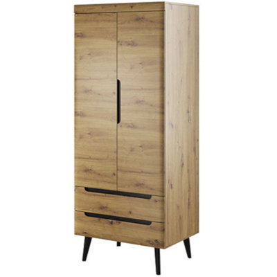 Arte Stylish Nordi Hinged Wardrobe H1970mm W800mm D560mm In Oak Artisan And BlackContemporary Elegance For Your Bedroom from B&Q