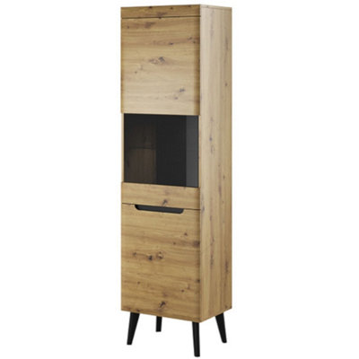 Arte Stylish Nordi Tall Display Cabinet H1970mm W530mm D400mm In Oak Artisan And BlackContemporary Elegance For Your Home from B&Q