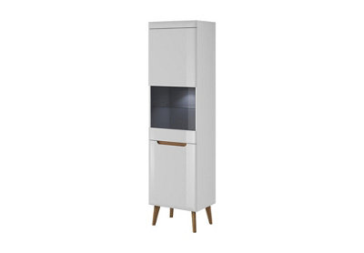 Arte Elegant Nordi Tall Display Cabinet H1970mm W530mm D400mm In White Gloss And Oak RivieraStylish Storage Showcase from B&Q